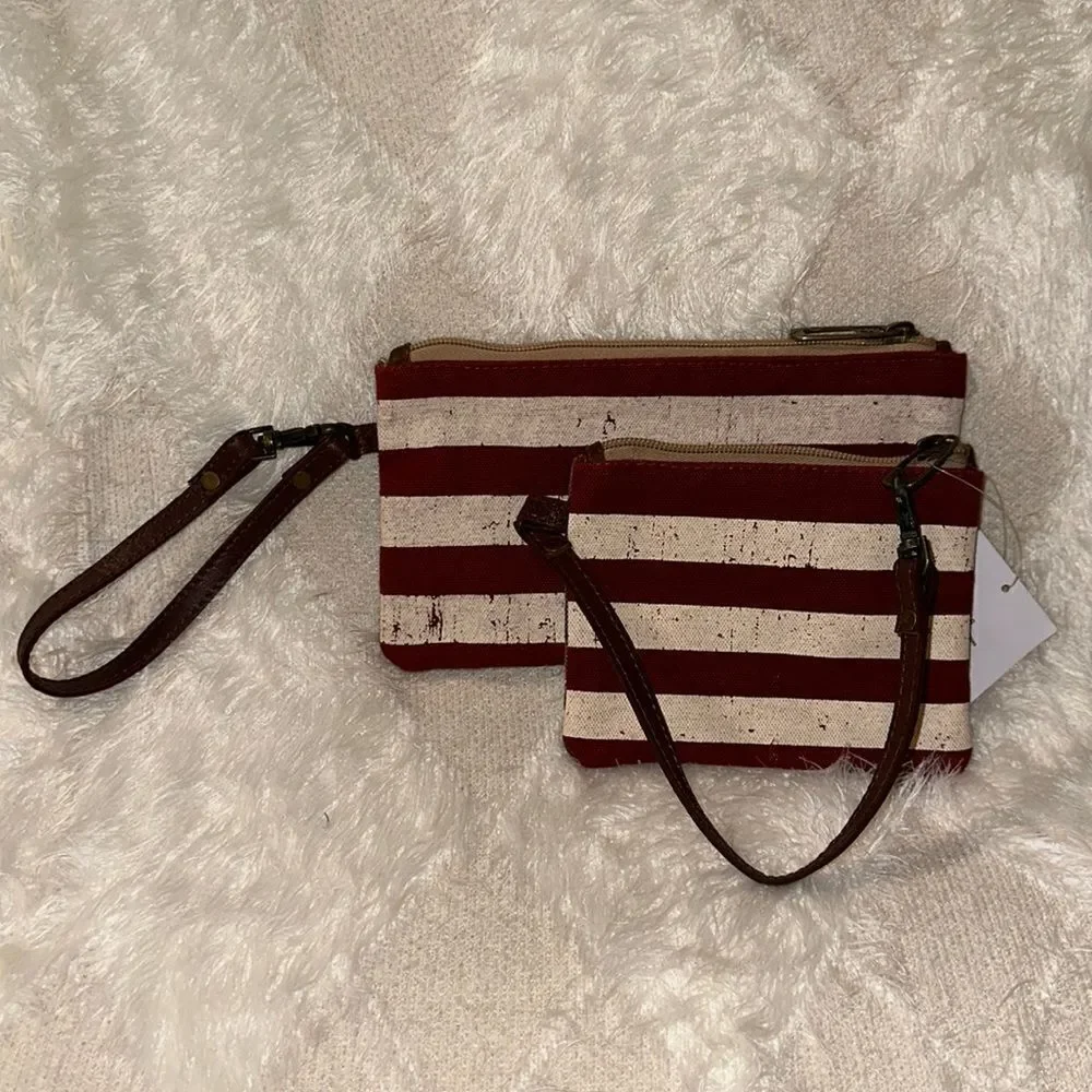 Primitives by Kathy Distressed Stars & Stripes Wristlet Set of 2 Travel Bags